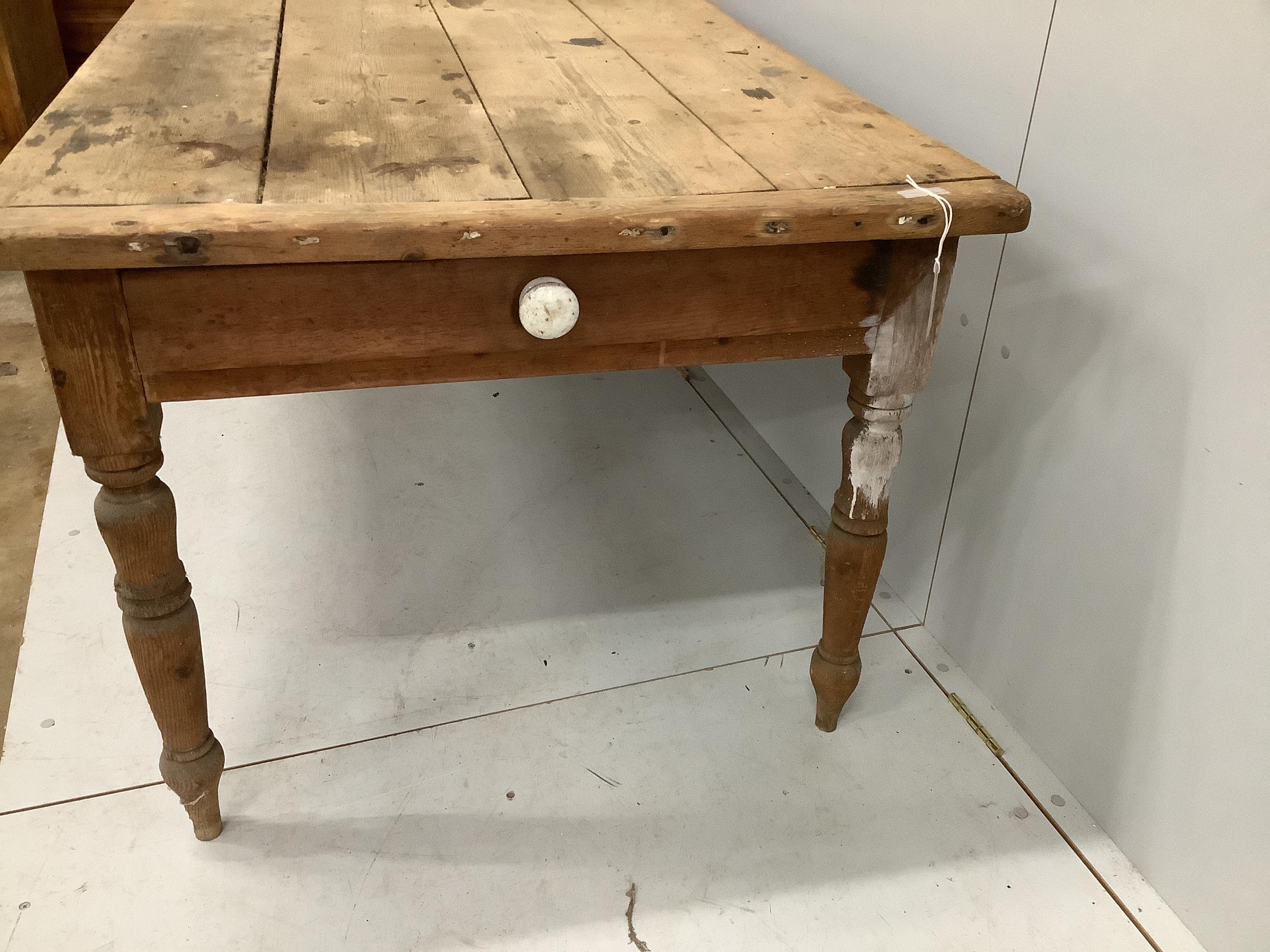 A Victorian rectangular pine kitchen table, width 180cm, depth 88cm, height 72cm